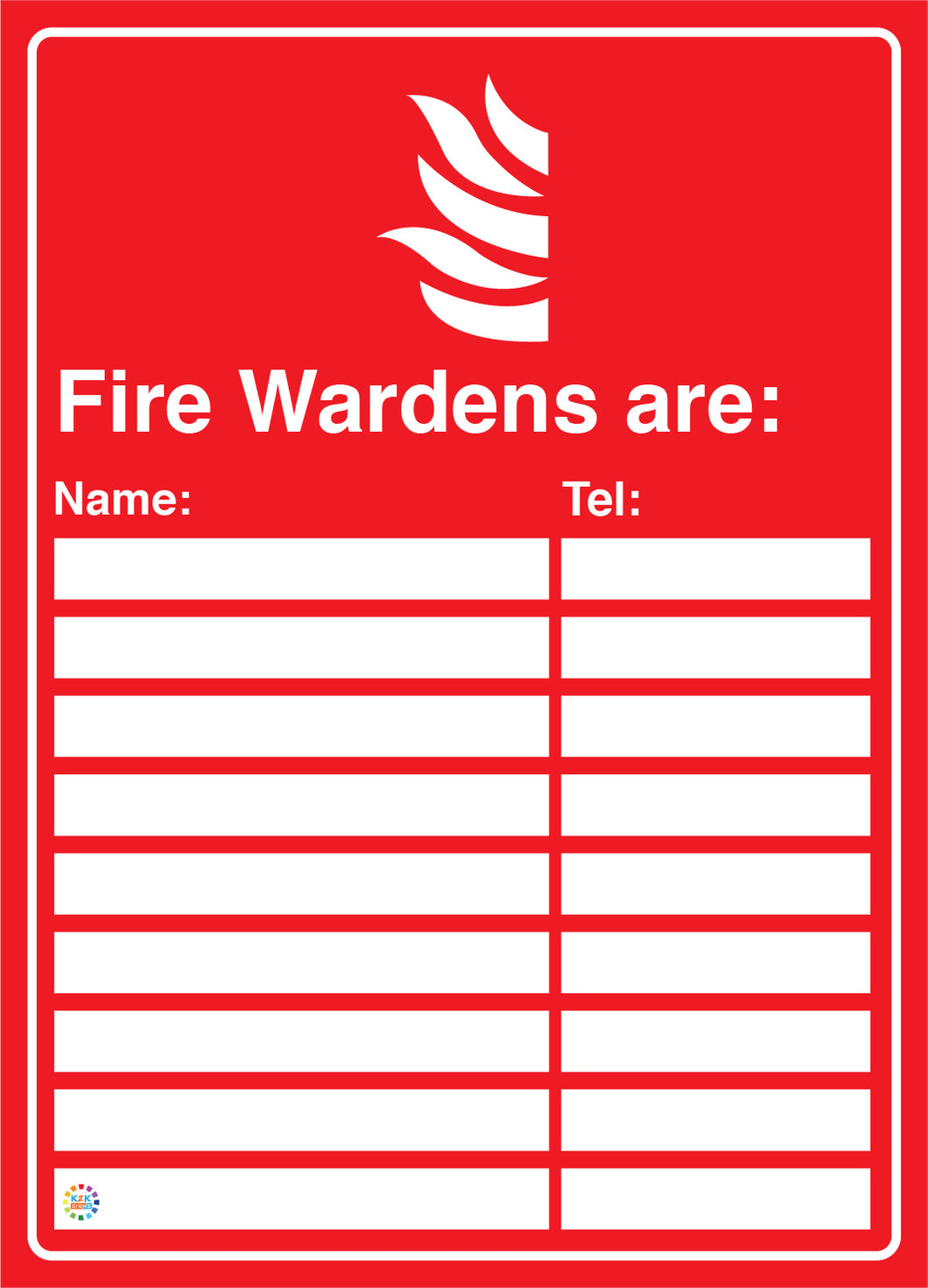 Fire Wardens Information Sign