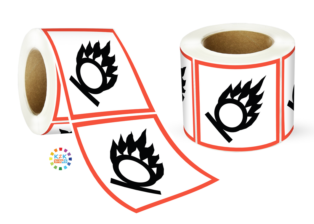 Oxidising - Oxygen GHS Sign Label Roll