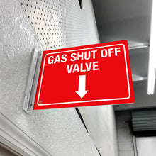 Load image into Gallery viewer, Gas Shut Off Valve (Down Arrow) – Double Sided Off-Wall Sign