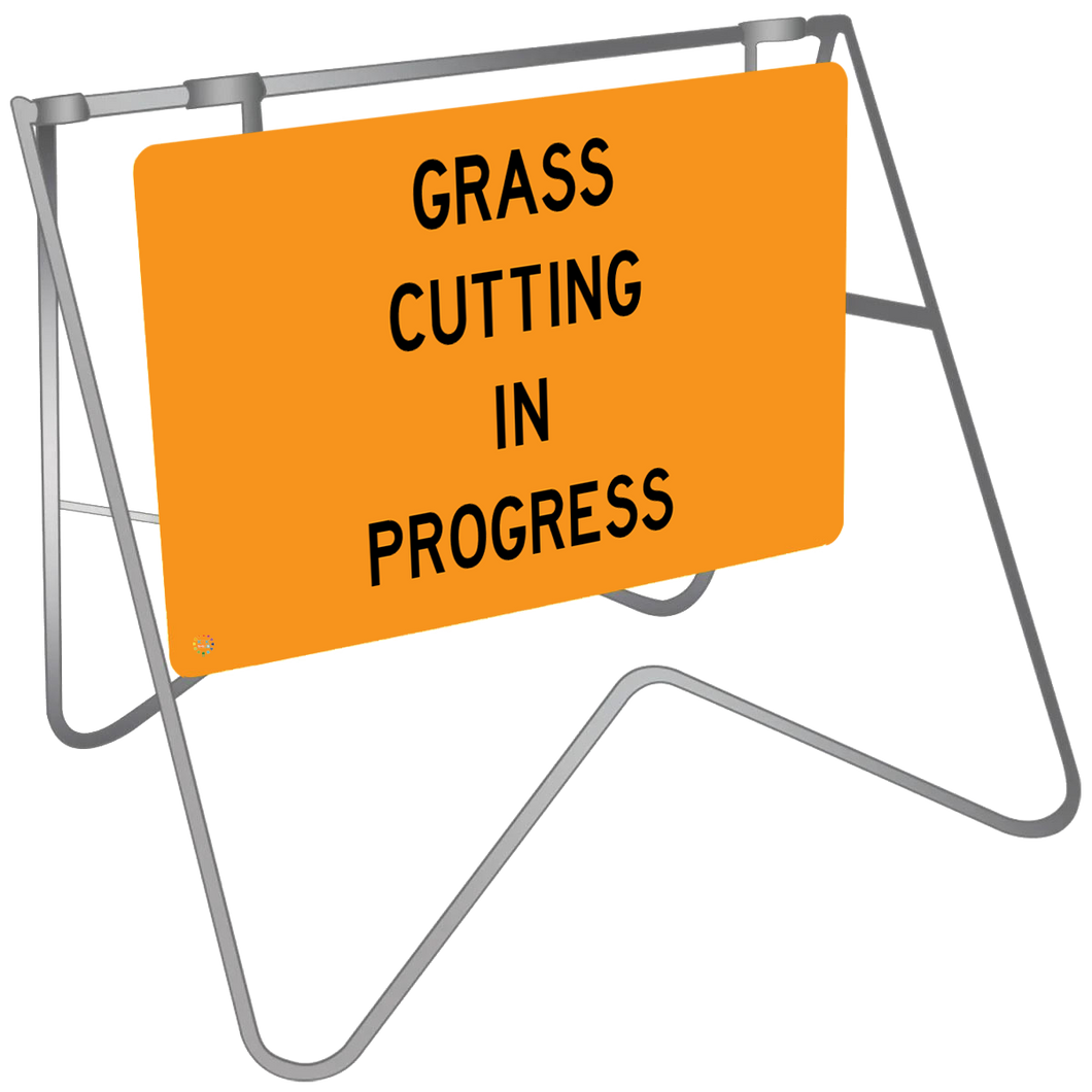 Grass Cutting In Progress - Swing Stand & Sign