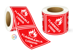 Flammable Liquid 3 Sign Label Roll