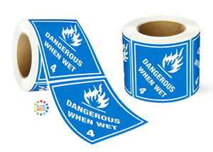 Class 4 Dangerous When Wet Label Roll