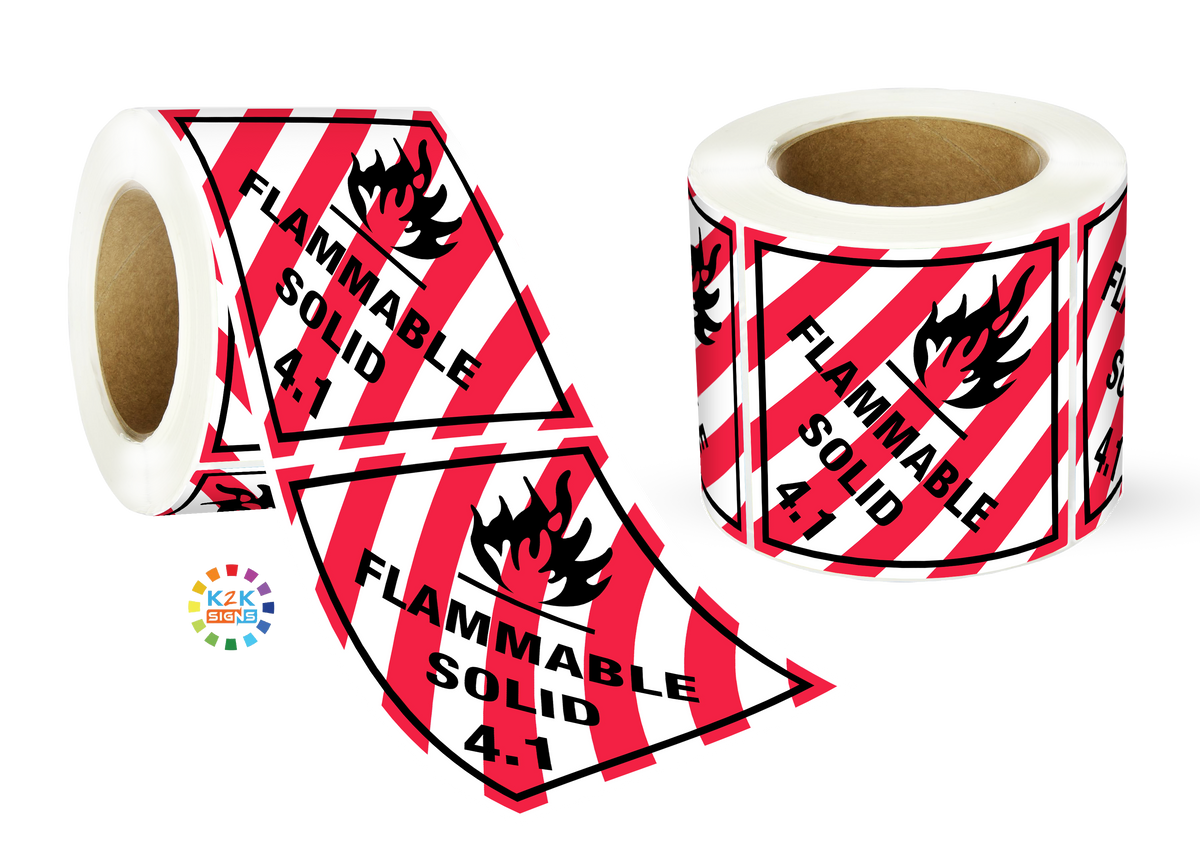 Class 4.1 Flammable Solid Label Roll | K2K Signs Australia