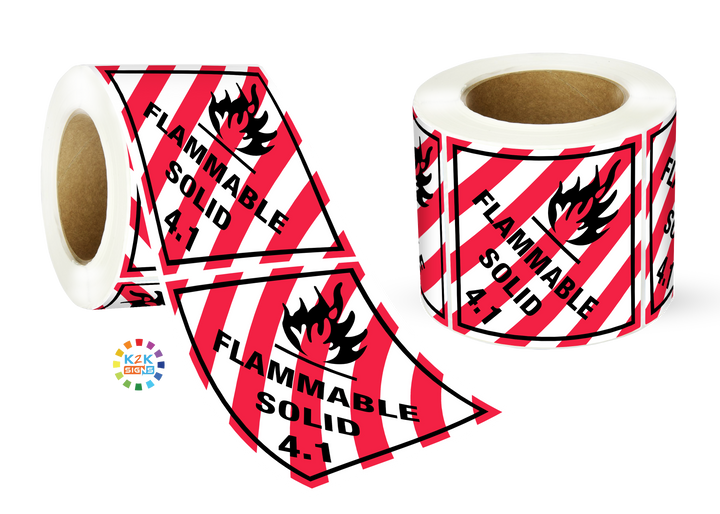 Class 4.1 Flammable Solid Label Roll | K2K Signs Australia