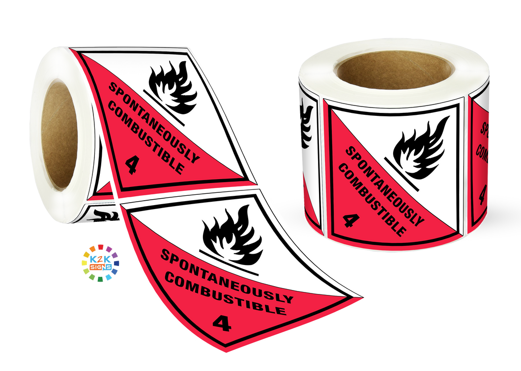 Class 4 Spontaneously Combustible Label Roll