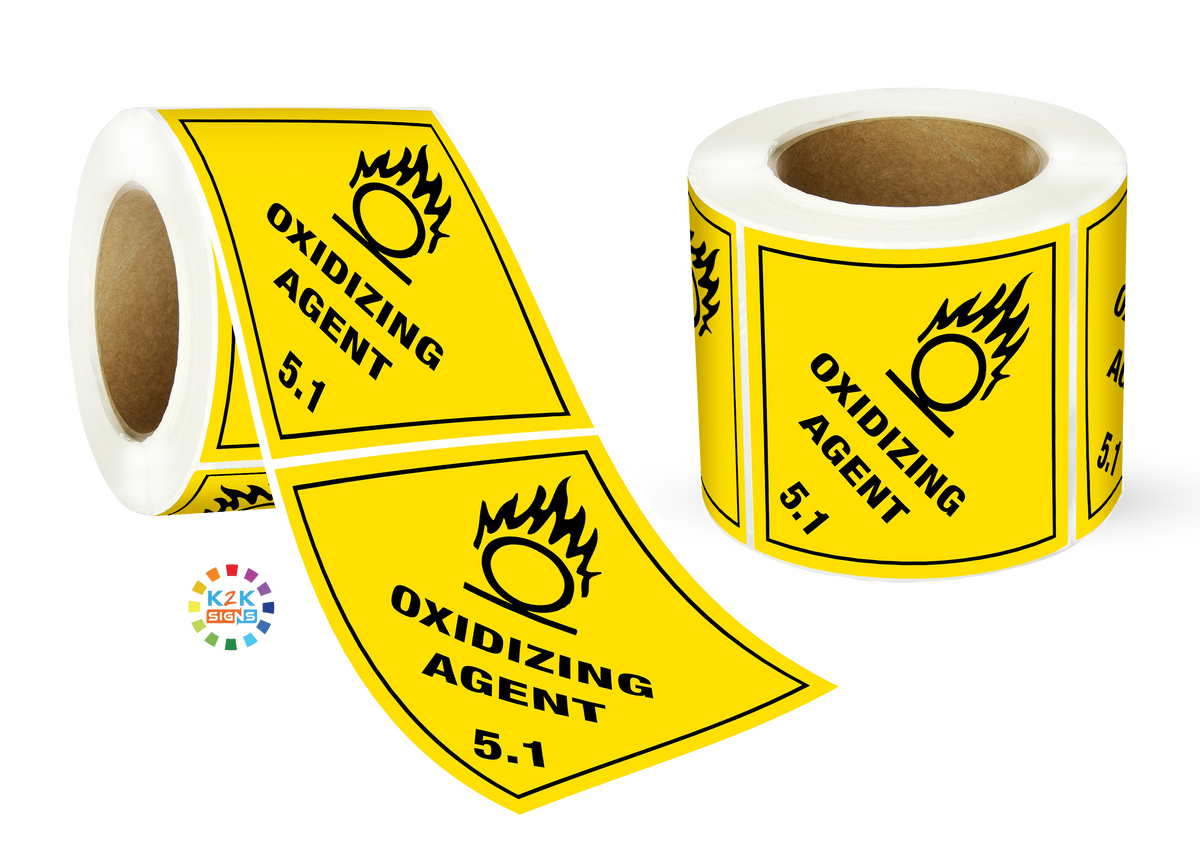 Class 5.1 Oxidizing Agent Label Roll | K2K Signs Australia