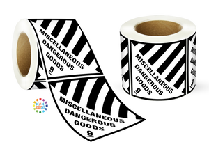 Class 9 - Miscellaneous Dangerous Goods Sign Label Roll