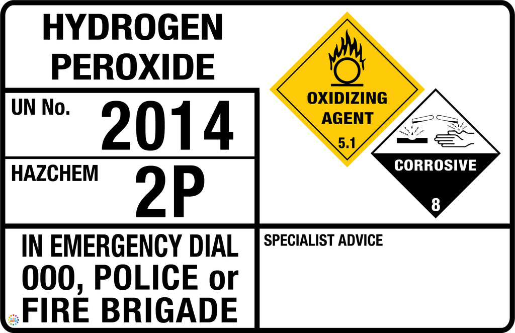 Hazard Sign H2o2 Hydrogen Peroxide Sign | K2K Signs Australia