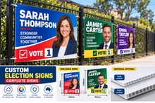 Load image into Gallery viewer, Custom Election Campaign Corflute Rigid Plastic Signs