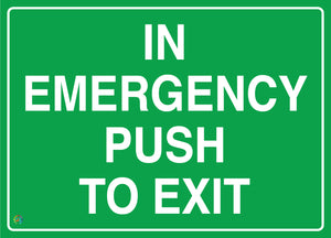 In Emergency Push To Exit Sign