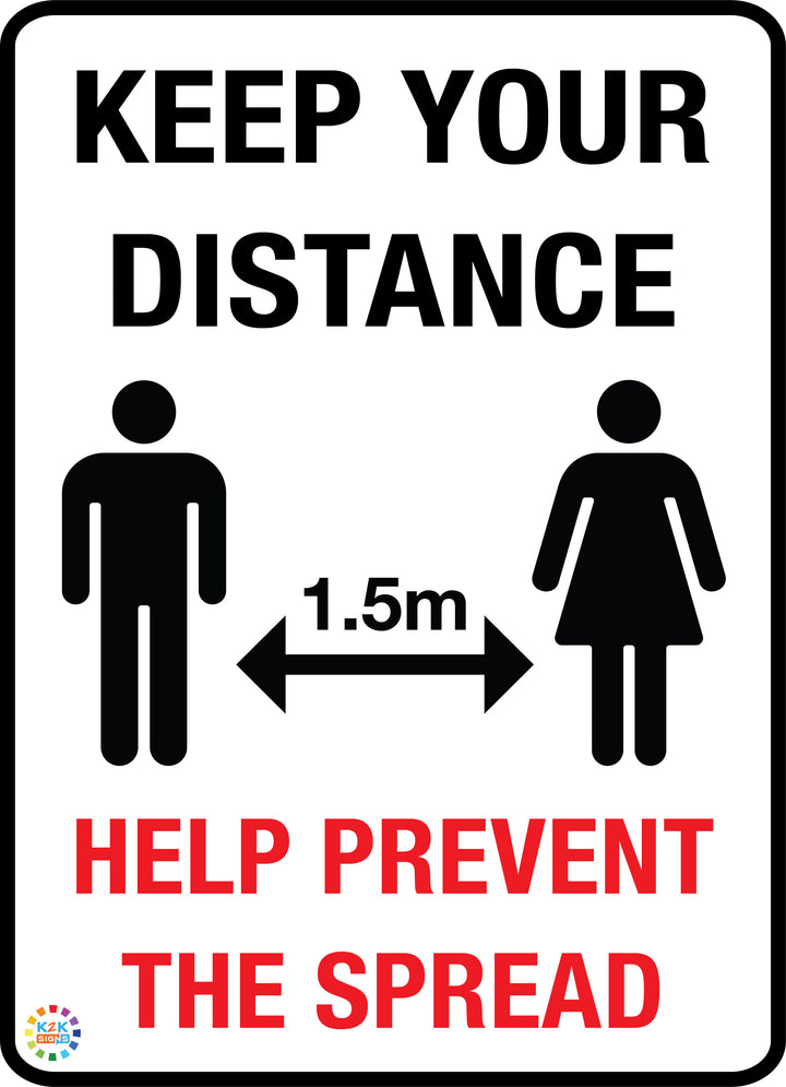 Keep Your Distance 1.5 Metres Sign