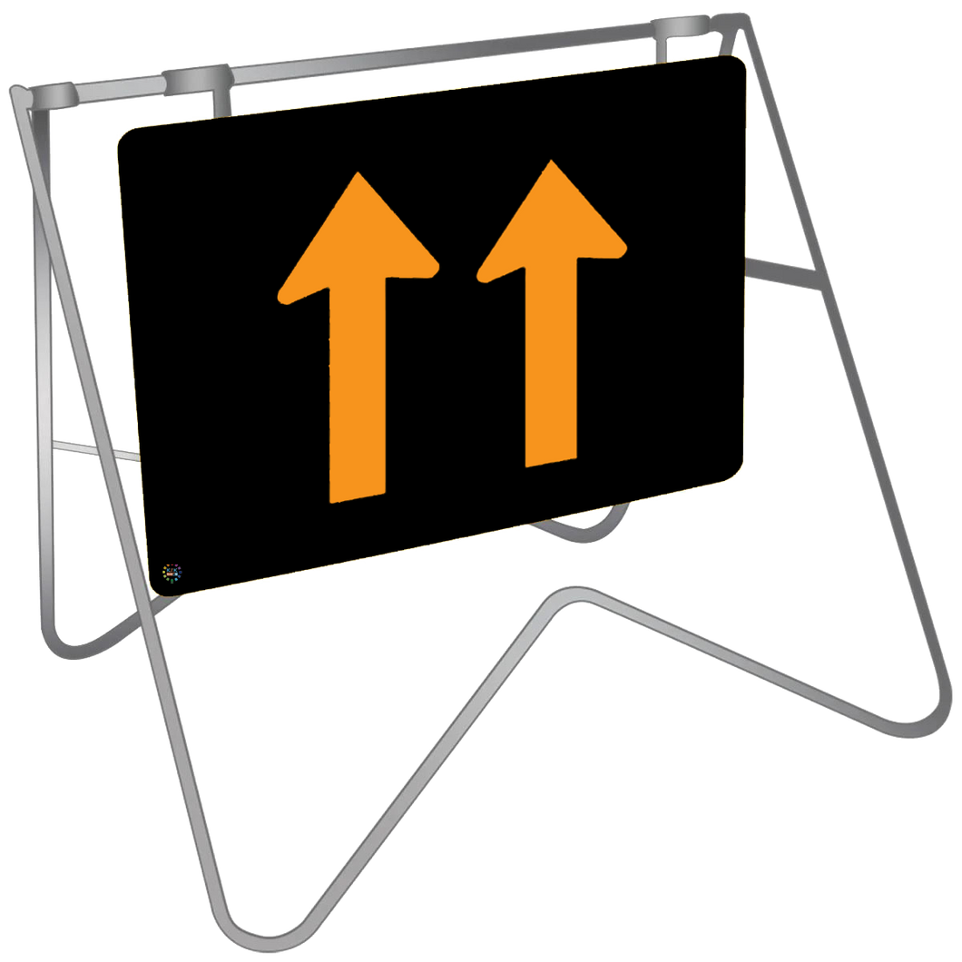 Lane Status Both Lanes Ahead- Swing Stand & Sign 