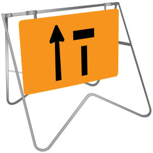 Lane Status Left Lane Open Right Lane Closed - Swing Stand & Sign