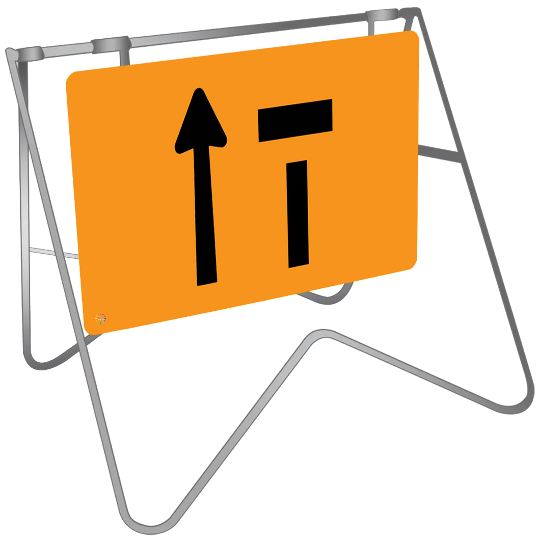 Lane Status Left Lane Open Right Lane Closed - Swing Stand & Sign