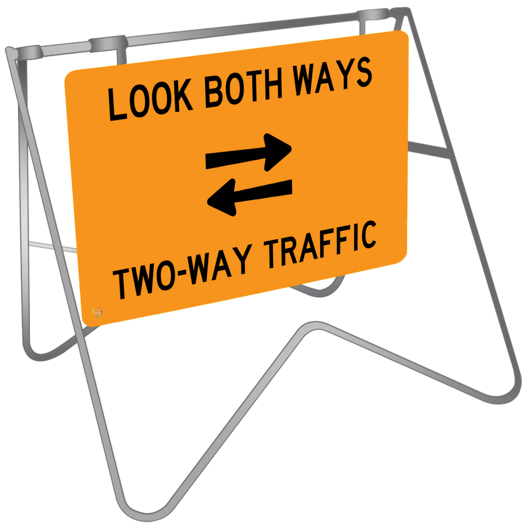 Look Both Ways Two Way Traffic - Swing Stand & Sign | K2K Signs Australia