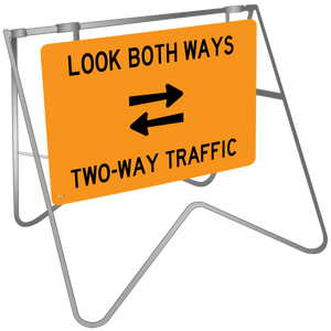 Look Both Ways Two Way Traffic - Swing Stand & Sign