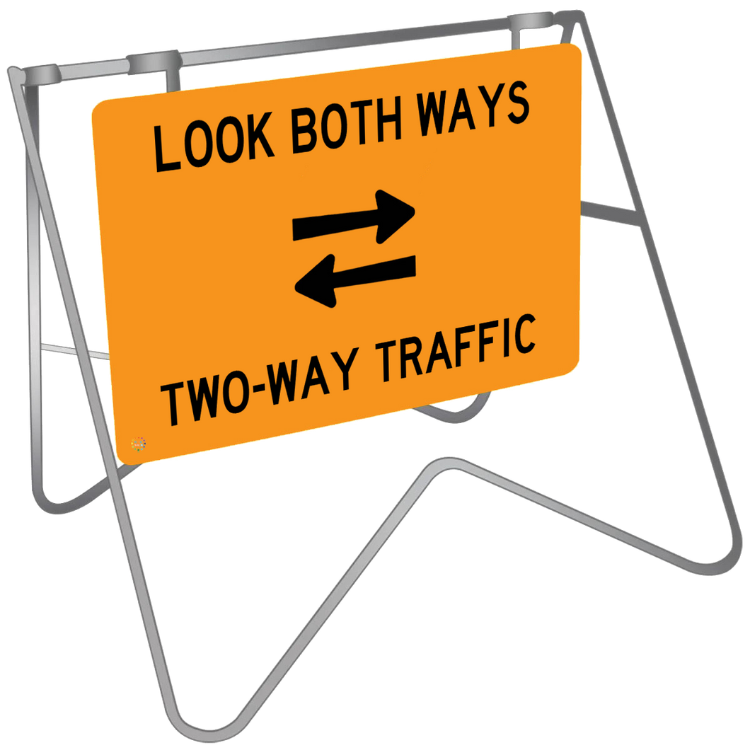 Look Both Ways Two Way Traffic - Swing Stand & Sign
