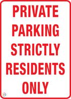 Private Parking Strictly Residents Only Sign