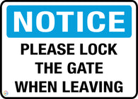Please Lock the Gate When Leaving Sign