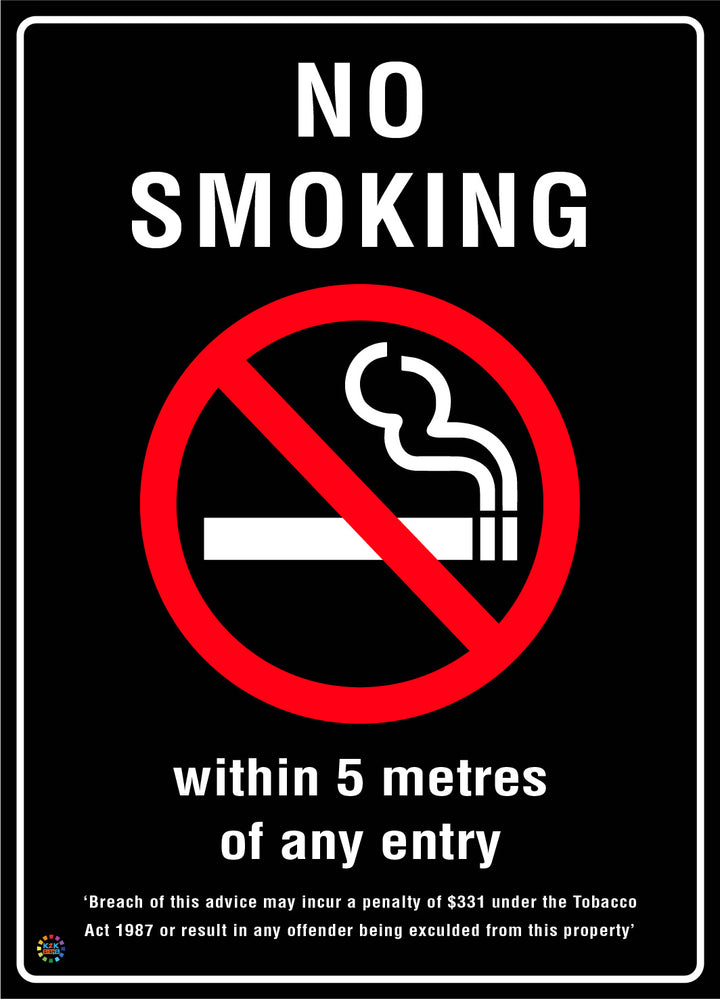No Smoking Within 5 Metres Of Any Entry Sign