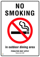 No Smoking In Outdoor Dining Area Sign