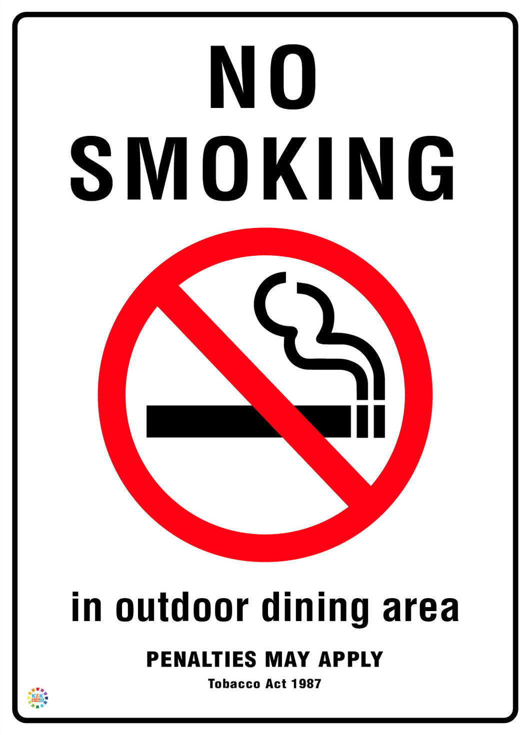 No Smoking In Outdoor Dining Area Sign