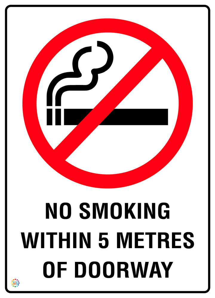 No Smoking Within 5 Metres Of Doorway Sign