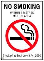 No Smoking Within 4 Metres Of This Area Sign