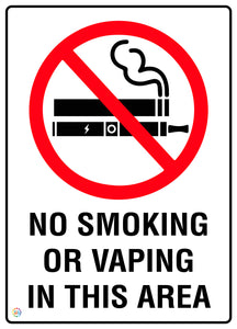 No Smoking Or Vaping In This Area Sign