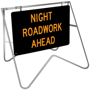 Night Roadwork Ahead - Swing Stand & Sign