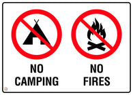 No Camping No Fires Sign