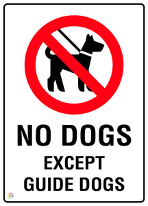 No Dogs Except Guide Dogs Sign