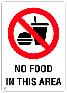 No Food In This Area Sign
