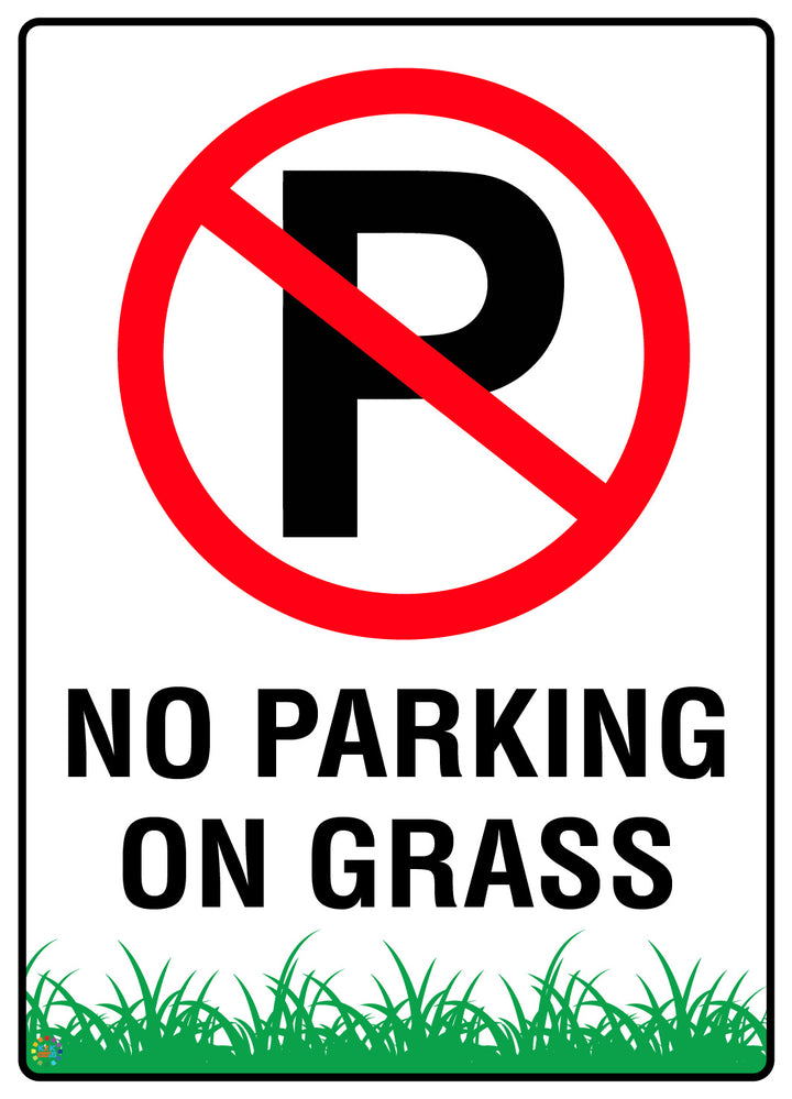 No Parking On Grass Sign