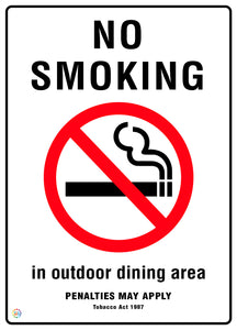 No Smoking In Outdoor Dining Area Sign