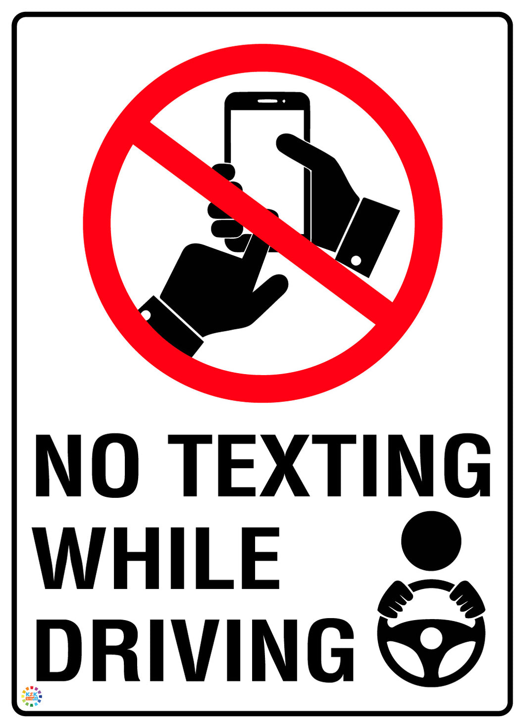 No Texting While Driving Sign | Road Safety Signage | K2K Signs Australia