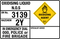 Oxidising Liquid N.O.S Sign
