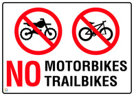No Motorbikes No Trailbikes Sign