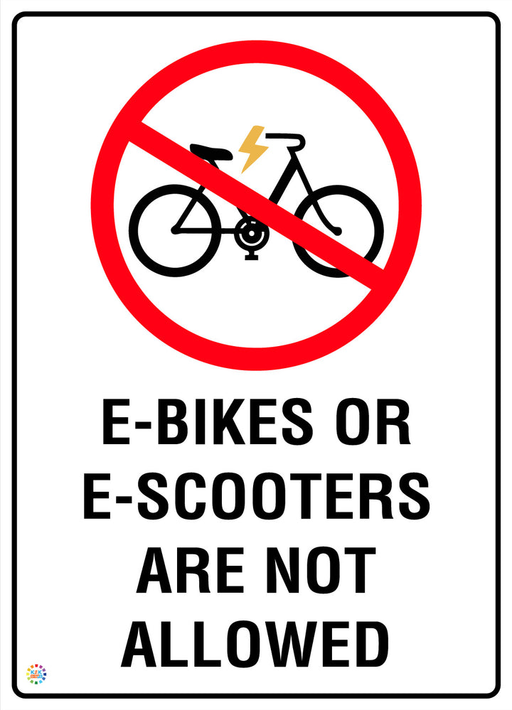 E-Bikes Or E-Scooters Are Not Allowed Sign