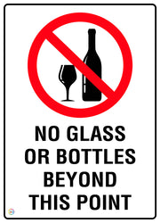 No Glass Or Bottles Beyond This Point Sign