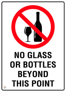 No Glass Or Bottles Beyond This Point Sign