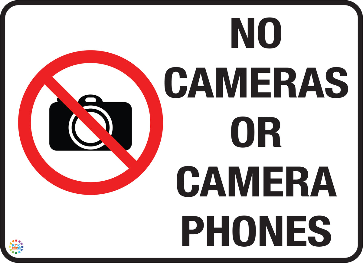 No Cameras or Camera Phones Sign | K2K Signs Australia