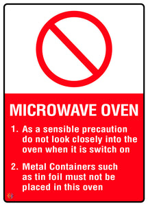 Microwave Oven Safety Warning Sign