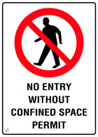 No Entry Without Confined Space Permit Sign