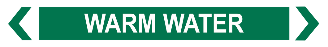 Warm Water - Pipe Marker Sign