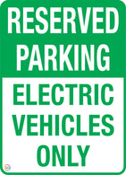 Reserved Parking for Electric Vehicles Only Sign