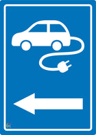 EV Electric Vehicle Charging Station (Left Arrow) Sign