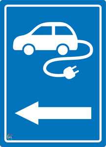 EV Electric Vehicle Charging Station (Left Arrow) Sign