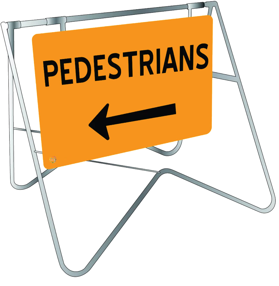 Pedestrians Left Way - Swing Stand & Sign | K2K Signs Australia