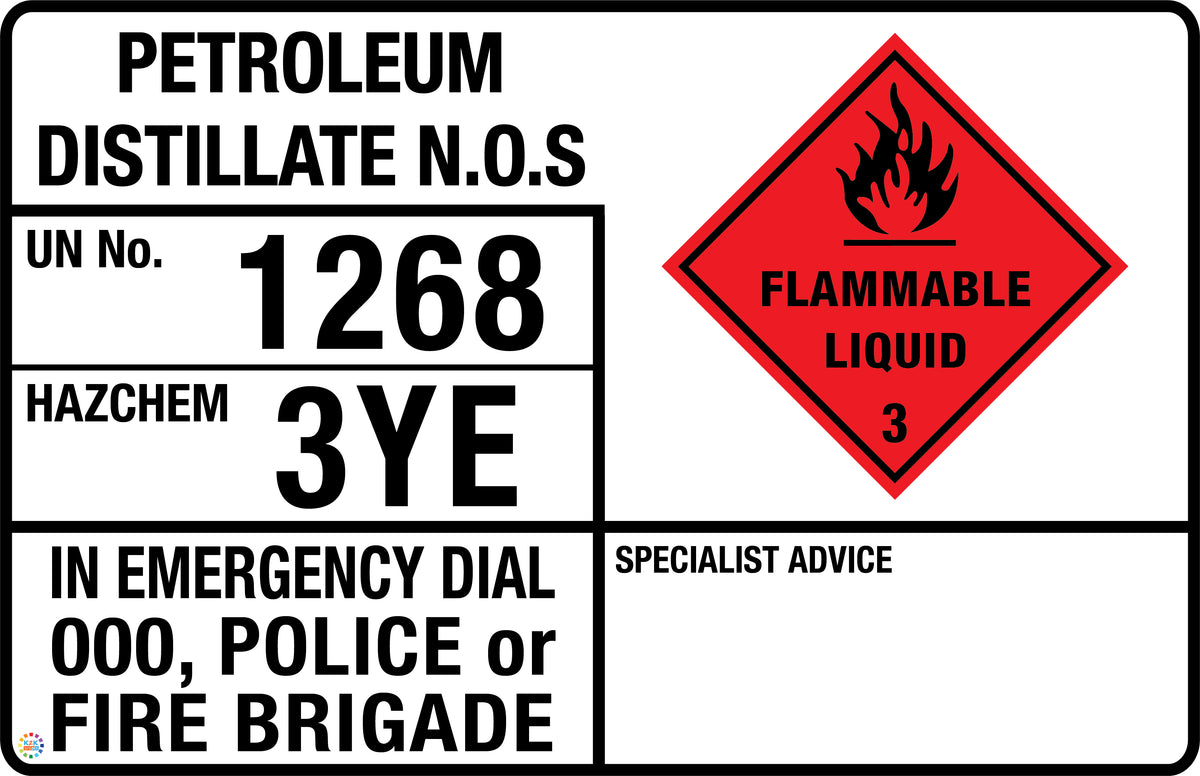 Petroleum Distillate N.O.S Sign | K2K Signs Australia